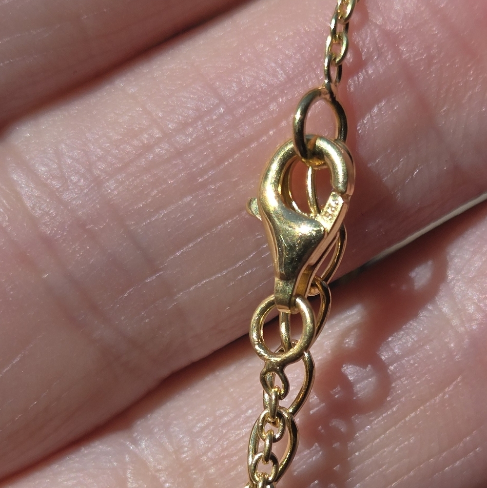 Opal Natural Gemstone Trio Sterling & Gold Necklace Sz24" 5k - Picture 9 of 9